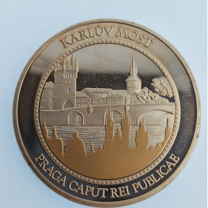 Česká republika / AE medaile Karlův most / zlatá Praha 1000, provedení PROOF bez kapsle,