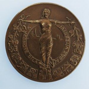 ČSR / AE medaile 28. VII. 1935, Zemská jednota řemesl. a živnost. společenstev pro Čechy sídlem v Praze, sig. J...