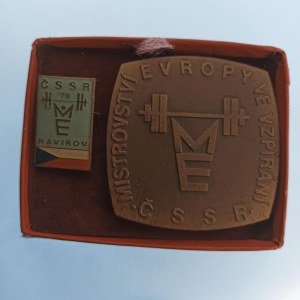 ČSSR / AE medaile Havířov 1978 ME ve vzpírání ČSSR + odznak ME 1978 Havířov, 2 ks