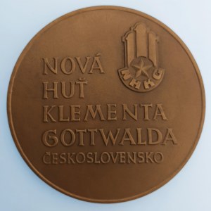 ČSSR / AE medaile Nová Huť Klementa Gottwalda, Ø  80 mm, orig. etue - stopy užívání, Br,