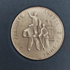 ČSSR / AE medaile Třinecké železárny za věrnost, Ø 50 mm, orig. etue, postř. Br,