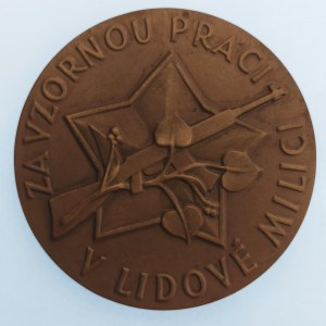 ČSSR / AE medaile Za vzornou práci v Lidové milici VŽKG 1948, bez etue, Br/Ms,
