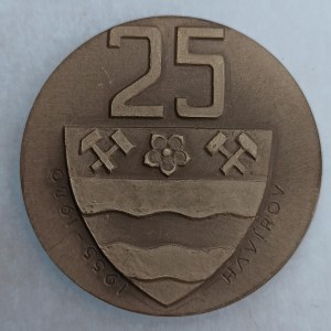ČSSR / AE pamětní medaile k 25. výročí založení města Havířova,  86 g,  60 mm, poškoz. etue, postř. BR...