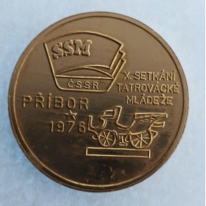 ČSSR / Medaile 1976 - 25 let závodu TATRA Příbor, 1951 - 1976, SSM, X. setkání tatrovácké mládeže, Al...