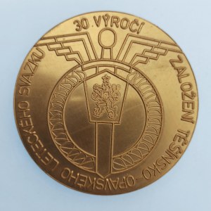 ČSSR / Medaile 30. výročí založení těšínsko-opavského leteckého svazku, etue, elox. Al,