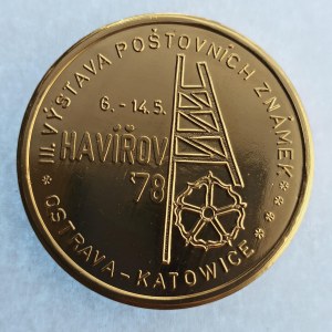 ČSSR / Pamětní medaile k 3. výstavě poštovních známek 1978, Havířov - Ostrava - Katovice, 50mm, etue, Al...