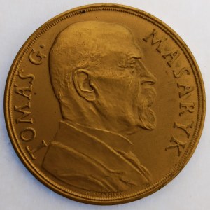 Presidenti / AE medaile 7.3.1935 na paměť 85. narozenin TGM, orig. etue, 50 mm, Br,