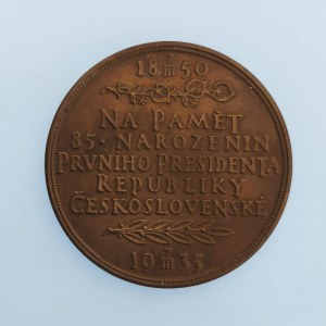 Presidenti / AE medaile T.G.M. 1935 k 85 naroz., sig. Španiel, Ø 50 mm, orig. etue, Br,