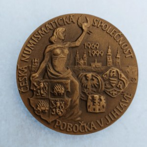 ČNS / AE medaile 1999, 30. let pobočky ČNS v Jihlavě, 750. let Jihlavského horního práva, bez etue, inf...
