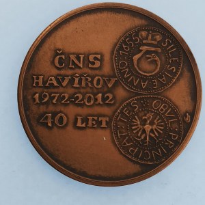 ČNS / AE medaile 40 let ČNS Havířov 1972-2012, Těšínský obol a čtyřřádk. nápis / Městský znak a opis, sig. JJ ...