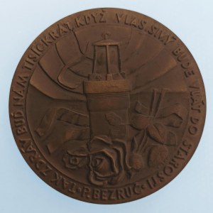 Havíři / AE medaile Důl A. Zápotocký OKR Za dlouholetou pracovní věrnost, hornický kahan, 60 mm, orig. etue, Br...