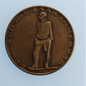 Německo / AE medaile Lidové hlasování v Sársku 13.1.1935, sig. FK, 36 mm, dr. rys., Br,