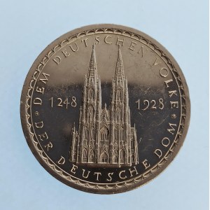 Německo / AR medaile 1928, 680. výročí katedrály v Kolíně nad Rýnem, 36 mm, 25 g, dr. rys., dr. hry, Ag 900...