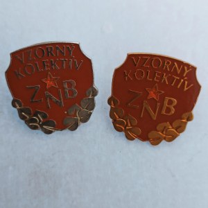 ČSSR / Odz. Vzorný kolektiv ZNB, stříbrný + bronzový, šroub, 2 ks