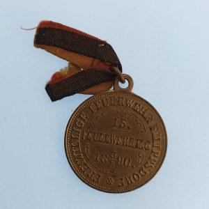Hasiči / AE medaile Filippsdorf (Filipov) 1890, k 15. výr. založení hasičského spolku, ZK, 27 mm, sbír....