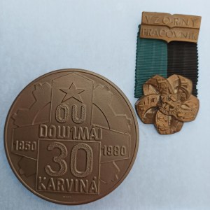 Hornické / Vzn. vzorný pracovník Důl 1. máj, Medaile OU 1950 - 1980, Důl 1. máj, lehká slitina...