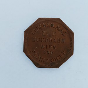 2 Heller - Lebensm. Mag. K.F. Nordbahn Wien und Floridsdorf, 8hr., 19 mm, Cu,