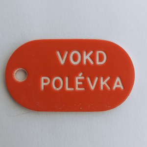 VOKD polévka, červená, plast, díra,