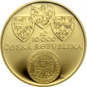 ČR [1993 - ...] / 10.000 Kč Zlatá bula sicilská 1oz 2012 Proof, 34 mm, síla 2.55 mm, 31.107 g, Au 999.9...