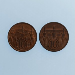 Období 1918-1938 / 10 Haléř 1937, 1938, Cu, 2 ks