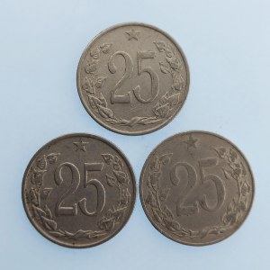 Období 1945-1990 / 25 Haléř 1953, 62, 63, Al, 3 ks