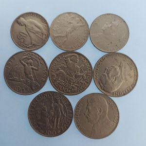 Období 1945-1990 / Komplet sada jub. mincí z let 1947 - 1951, 3 x 50 Kčs, 5 x 100 Kčs, Ag, 8 ks