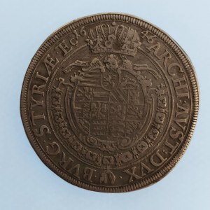 Ferdinand III. [1637 - 1657] / 1 Tolar 1646 Graz, 2 x letopočet 1646, KM#433, nep. zvl., úhoz, Ag,