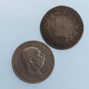 František I. Rakouský [1792 - 1835] / 20 Krejcar 1814 A, 2 Koruna 1913 b.z., Ag, 2 ks