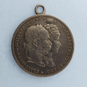 Rakouská konvenční a spolková měna / 2 Zlatník 1879  stříbrná svatba, ouško, Ag,