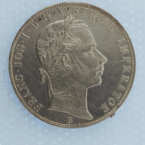 Rakouská konvenční a spolková měna / 1 Zlatník 1858 B, hrana, Ag,