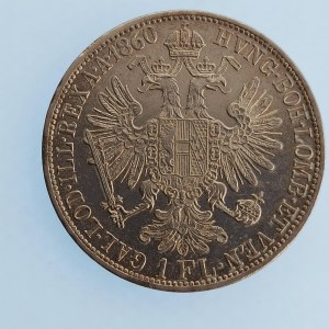 Rakouská konvenční a spolková měna / 1 Zlatník 1860 A bez tečky, dr. hry, Ag,