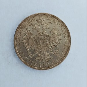Rakouská konvenční a spolková měna / 1 Zlatník 1860 A s tečkou za REX, dr. hry,, Ag,