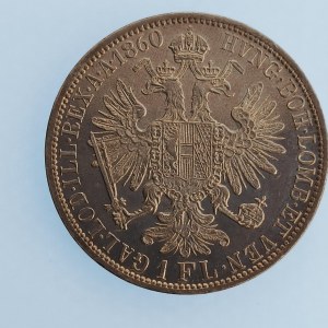Rakouská konvenční a spolková měna / 1 Zlatník 1860 A s tečkou, dr. hry, velmi pěkný, Ag,
