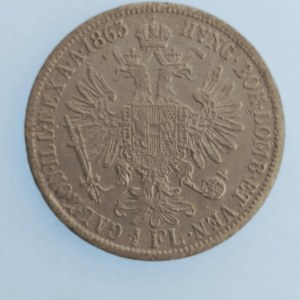 Rakouská konvenční a spolková měna / 1 Zlatník 1863 A, dr. ďobky, Ag,