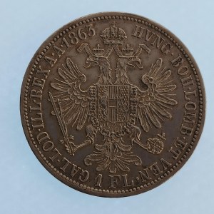 Rakouská konvenční a spolková měna / 1 Zlatník 1863 A, dr. hry, Ag,