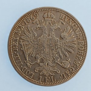 Rakouská konvenční a spolková měna / 1 Zlatník 1869 A, vzácnější, RR, Ag,