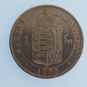 Rakouská konvenční a spolková měna / 1 Zlatník 1876 KB, rys., dr. vada mat., Ag,
