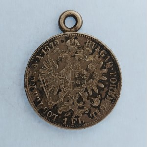 Rakouská konvenční a spolková měna / 1 Zlatník 1879 b.z., ouško, tmavá patina, dr. hry, Ag,