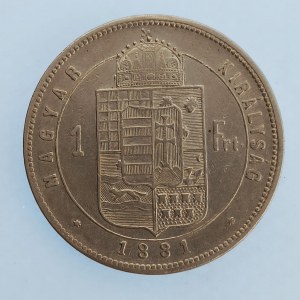 Rakouská konvenční a spolková měna / 1 Zlatník 1881 KB, širší štít, R, Ag,