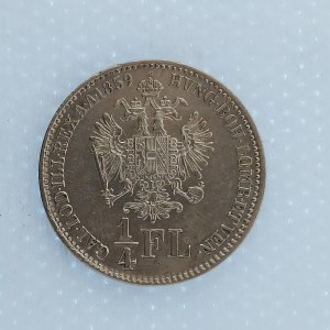 Rakouská konvenční a spolková měna / 1/4 Zlatník 1859 B, Ag,