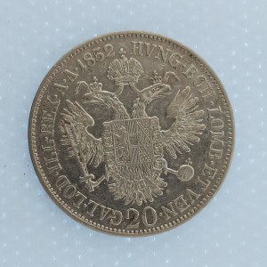 Rakouská konvenční a spolková měna / 20 Krejcar 1852 A, hlava vlevo, Ag,