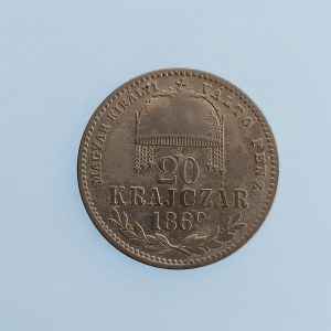 Rakouská konvenční a spolková měna / 20 Krejcar 1866 KB, Ag,