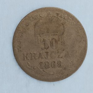 Rakouská konvenční a spolková měna / 10 Krejcar 1869 KB, Ag,