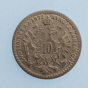 Rakouská konvenční a spolková měna / 10 Krejcar 1872 b.z., Ag,