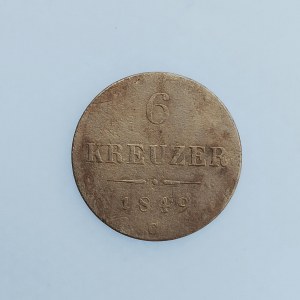 Rakouská konvenční a spolková měna / 6 Krejcar 1849 C, Ag,