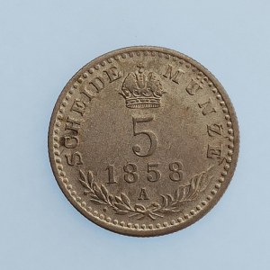Rakouská konvenční a spolková měna / 5 Krejcar 1858 A, Ag,