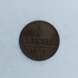 Rakouská konvenční a spolková měna / 1 Krejcar 1851 A, mírně zvlněn, Cu,