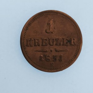 Rakouská konvenční a spolková měna / 1 Krejcar 1851 E, Nov.6, Cu,