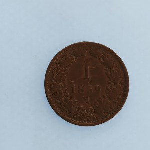 Rakouská konvenční a spolková měna / 1 Krejcar 1859 M, Cu,