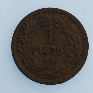 Rakouská konvenční a spolková měna / 1 Krejcar 1879 KB, hranka, Cu,